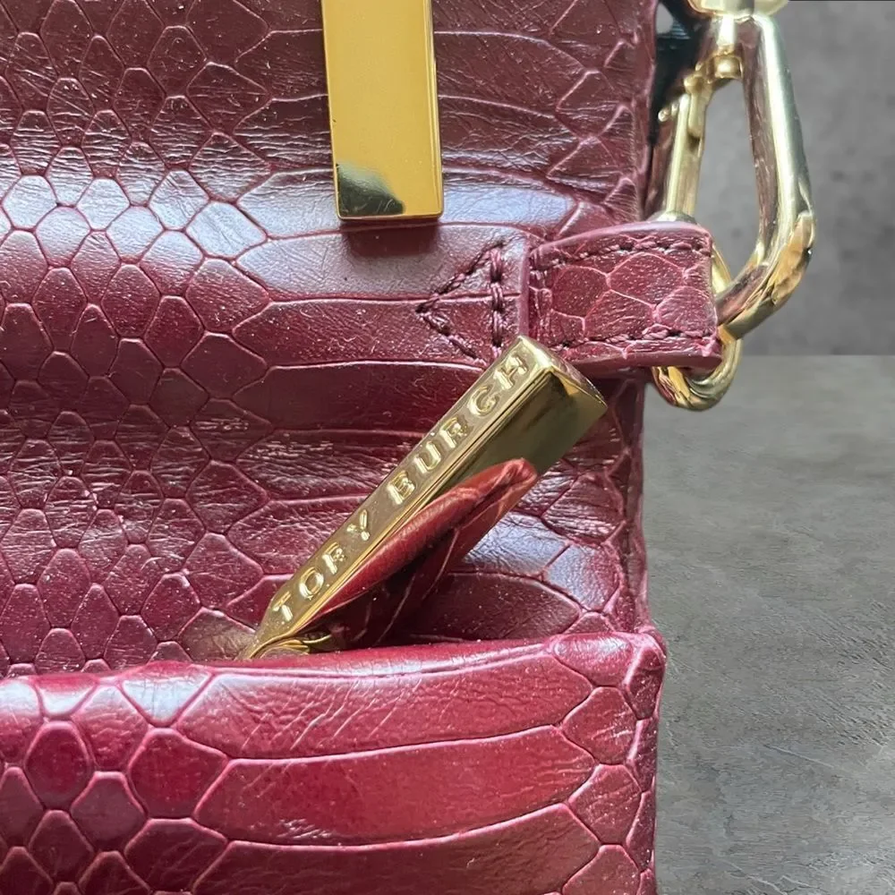 Tory Burch Burgundy Shoulder Bag with Gold Accents - Picture 7 of 16